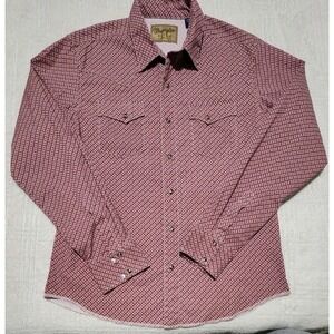 Wrangler Retro Shirt Mens Large Red Western Pearl Snap Long Sleeve Cowboy Cotton